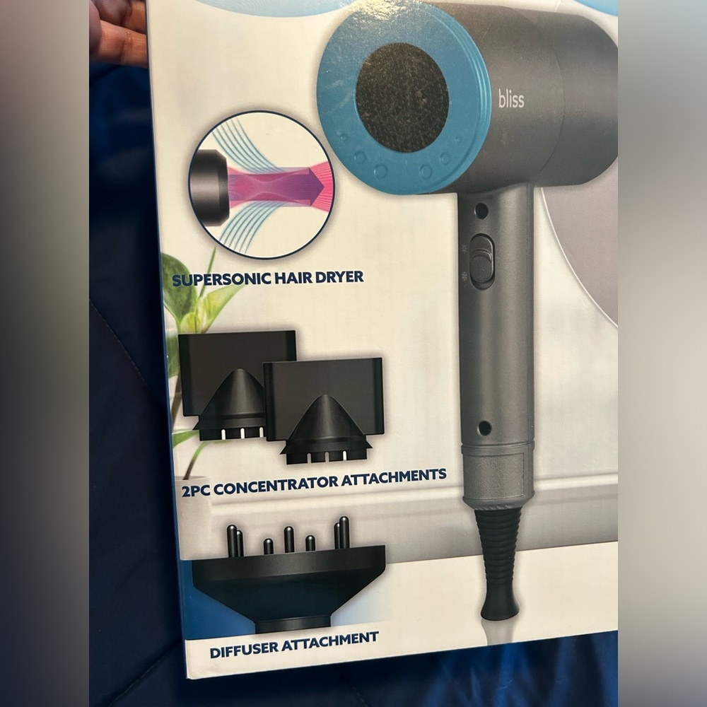 BLISS • Bladeless Hair Dryer • Grey/Blue • Medium •